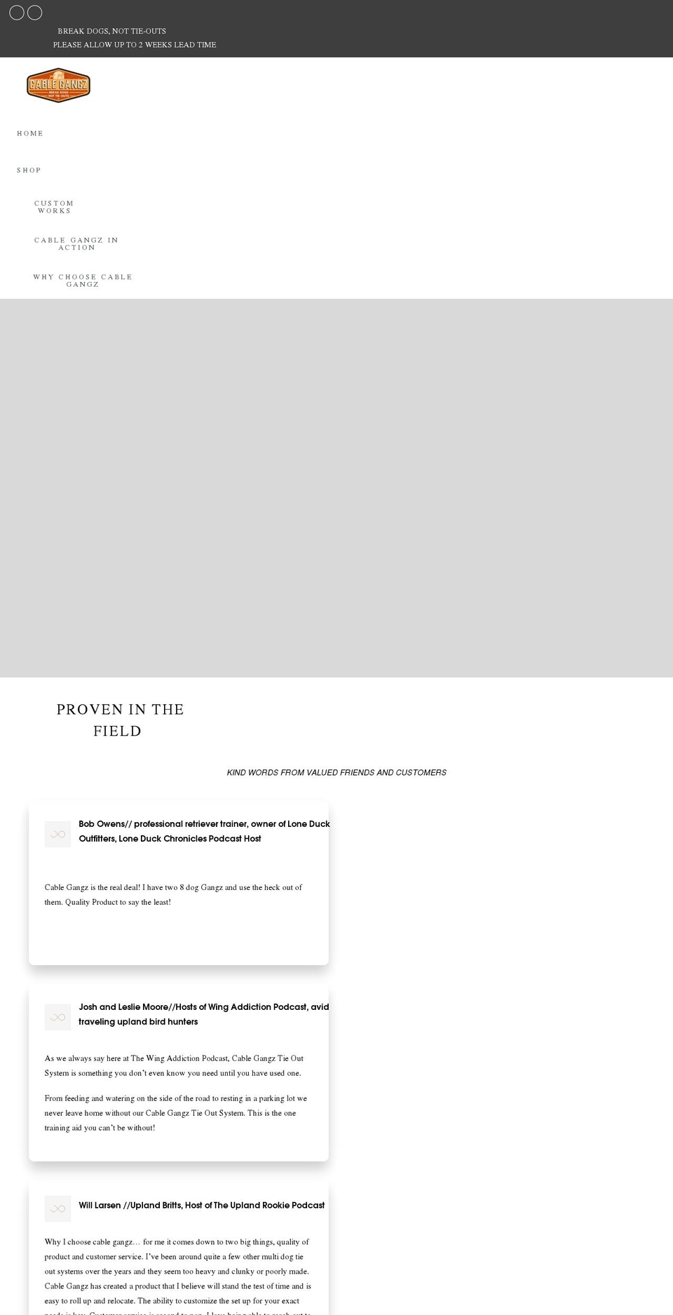 cablegangz.com shopify website screenshot