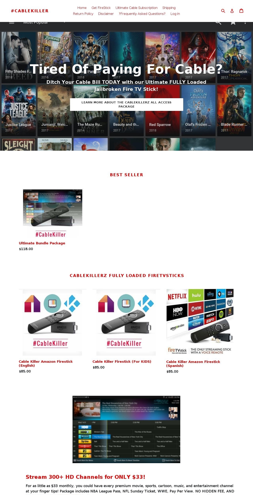 cablekillerz.com — Shopify storefront screenshot