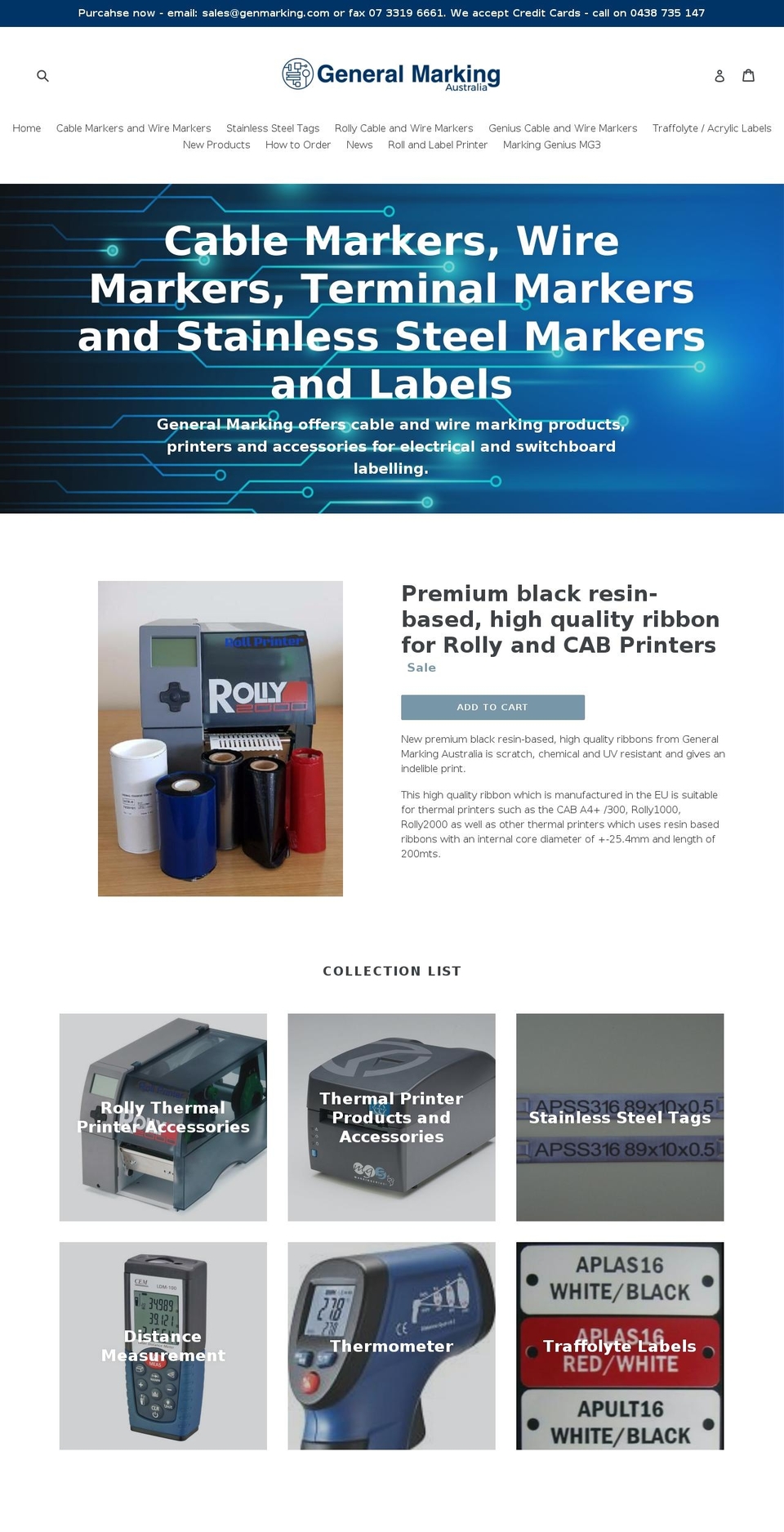 cablemarker.com.au shopify website screenshot