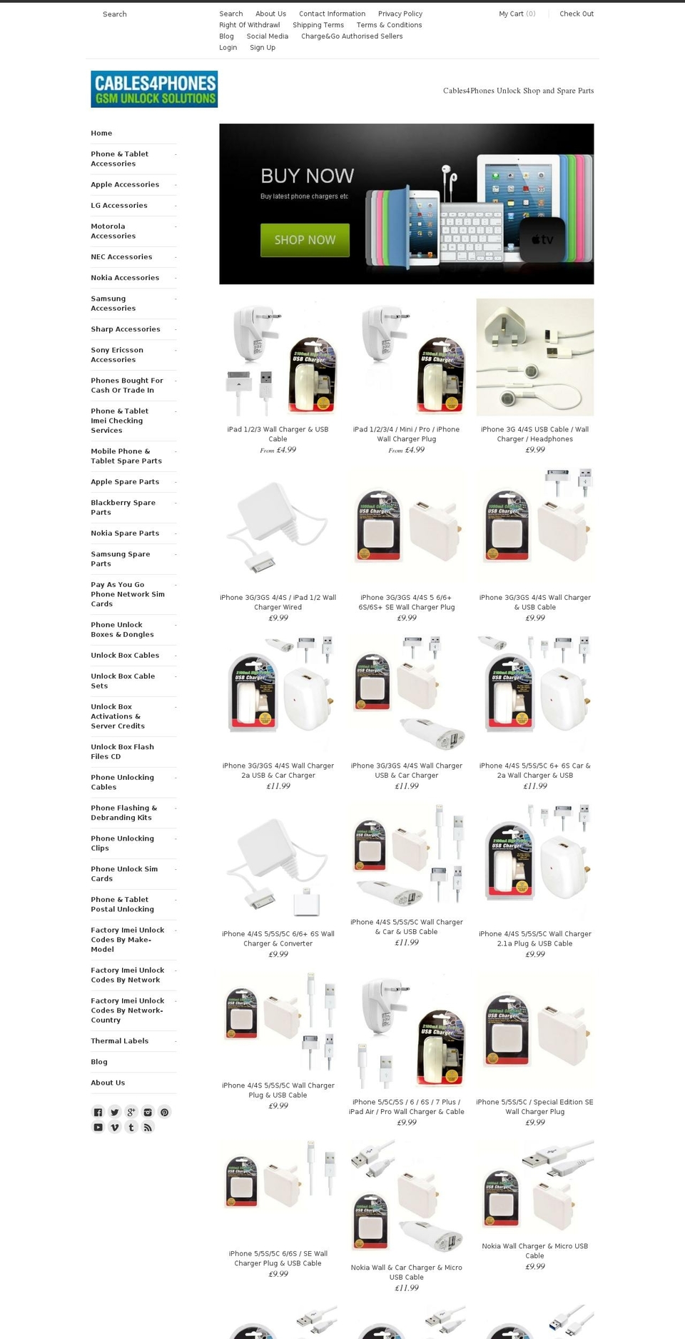 cablesforphones.com shopify website screenshot