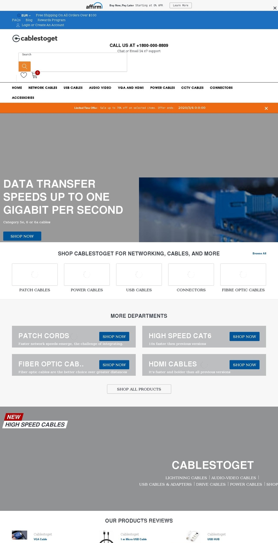 cablestoget.com shopify website screenshot