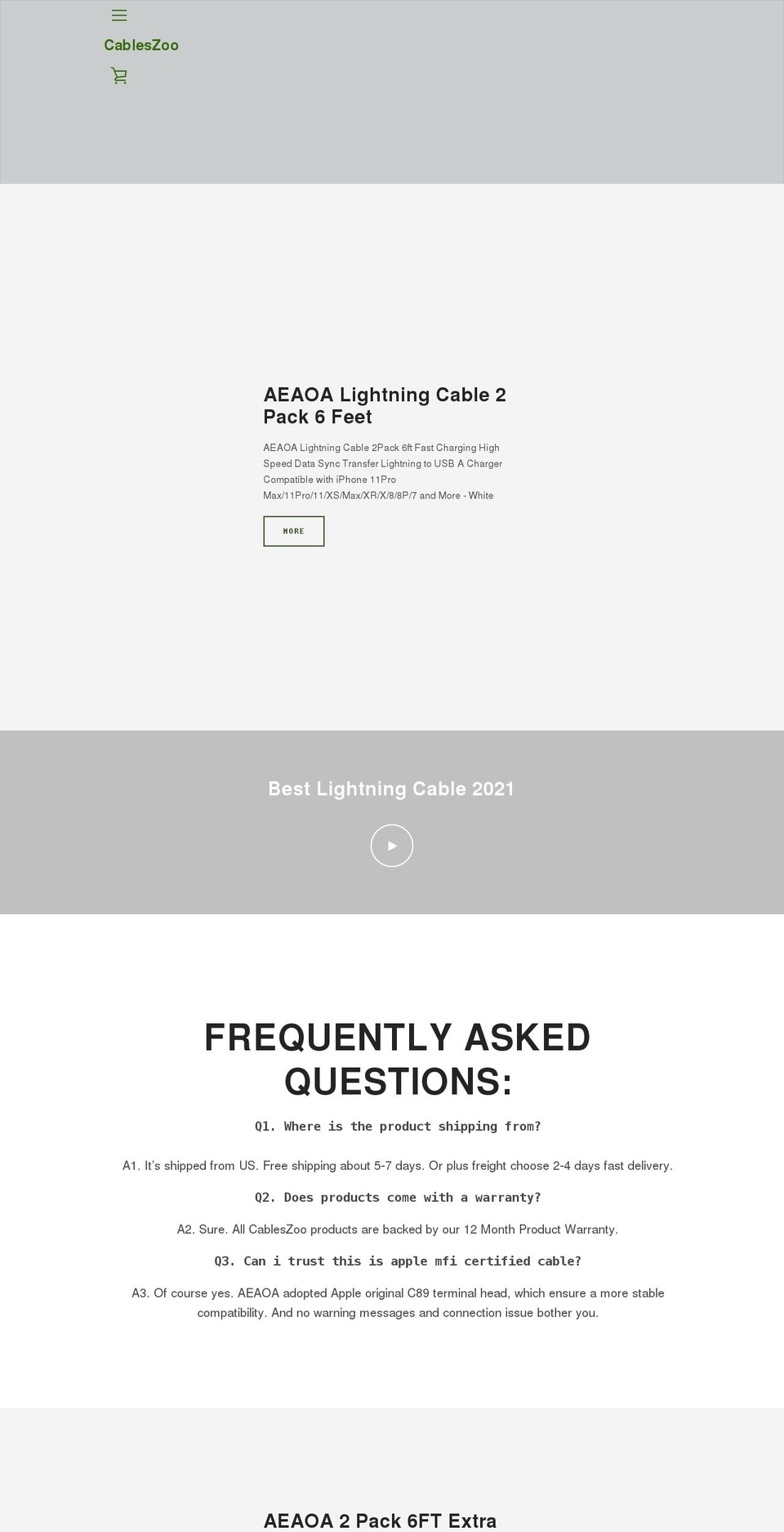 cableszoo.com shopify website screenshot