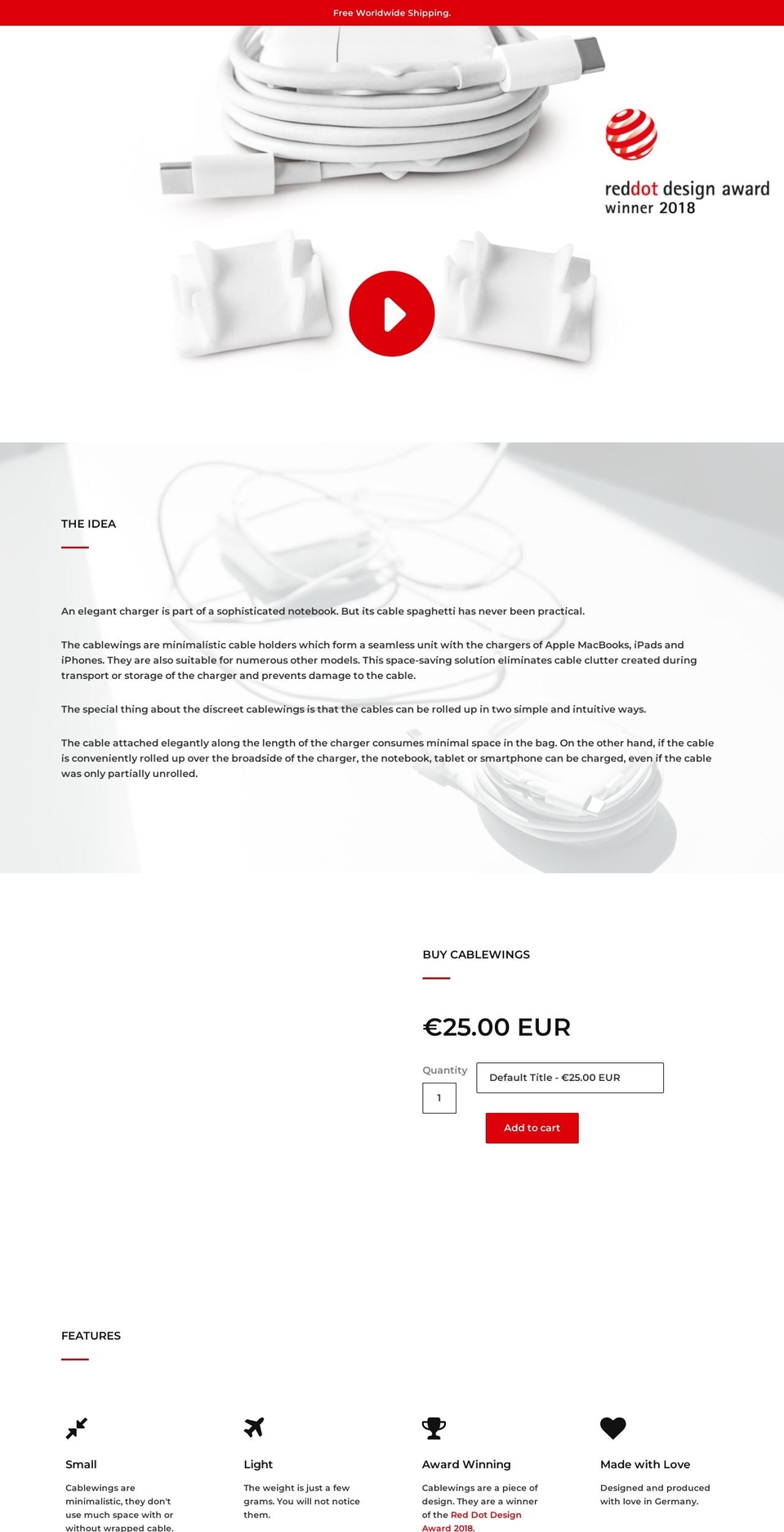 cablewings.com — Shopify storefront screenshot