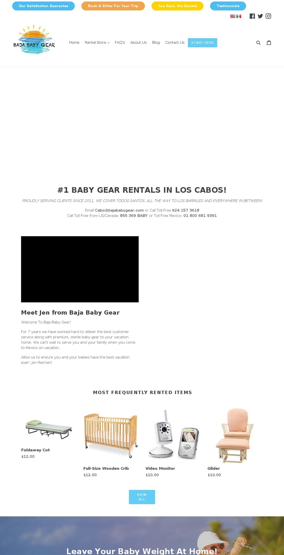 cabo.bajababygear.com shopify website screenshot