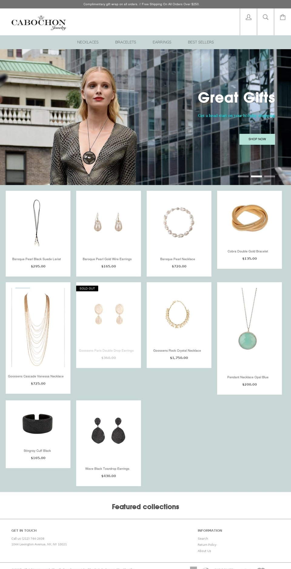 cabochonjewelry.com shopify website screenshot
