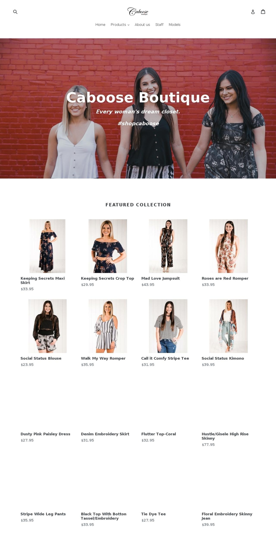 cabooseboutique.com shopify website screenshot