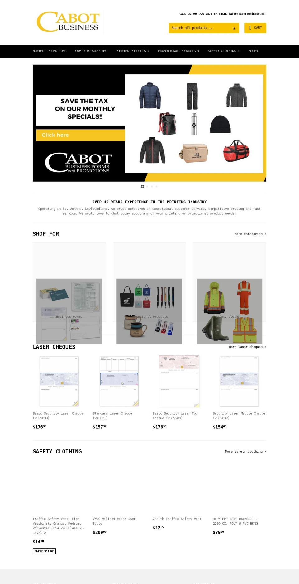 cabotbusiness.ca shopify website screenshot