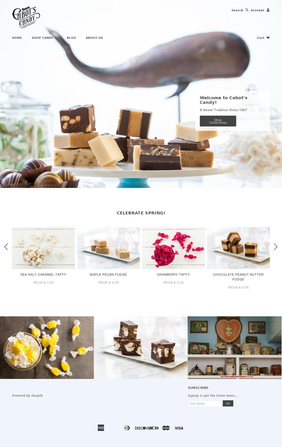 cabotscandy.net shopify website screenshot
