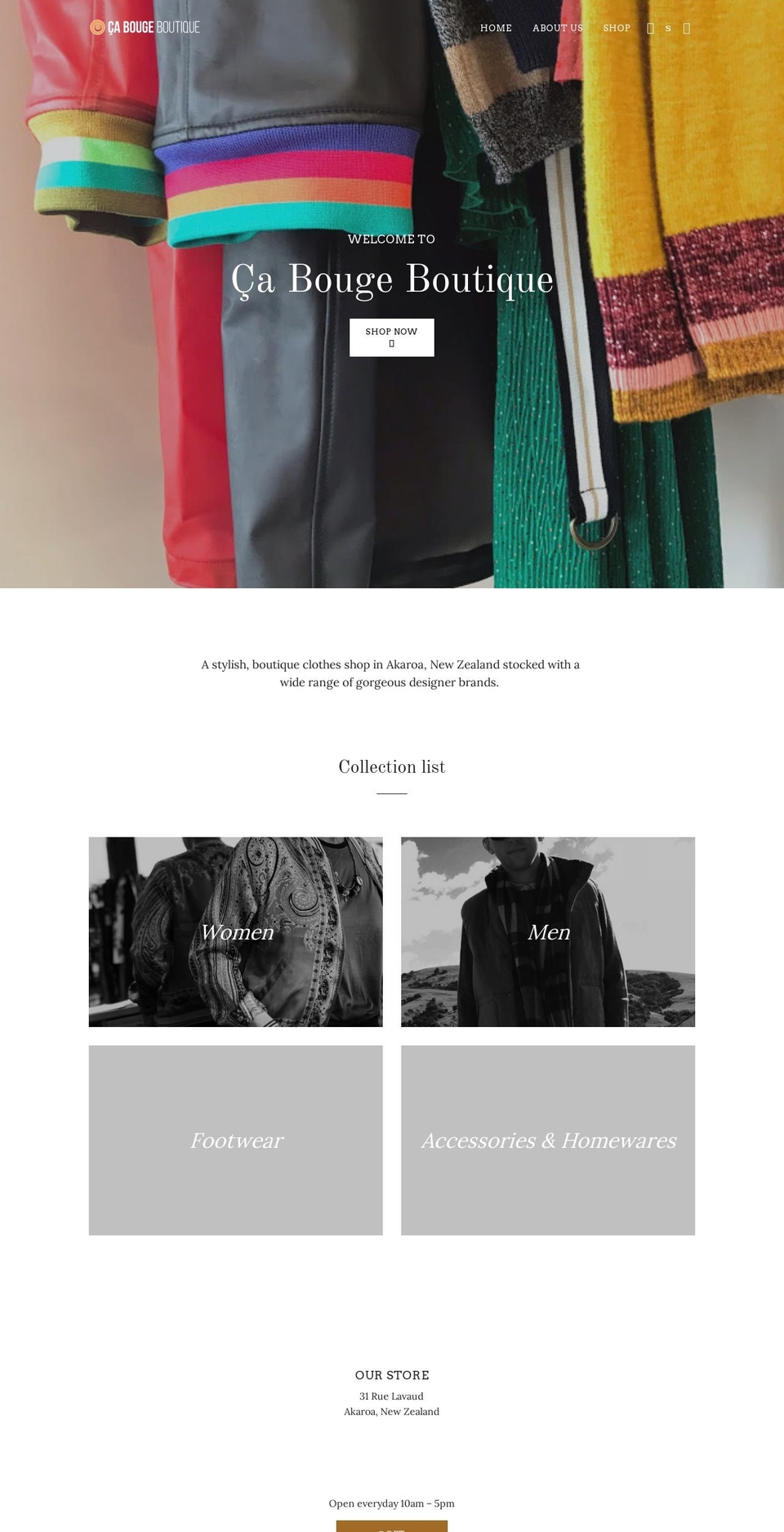 cabougeboutique.co.nz shopify website screenshot