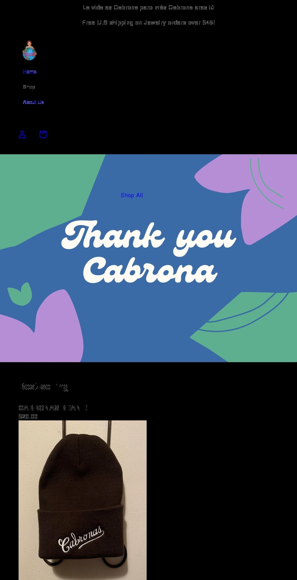 cabronas4theworld.com shopify website screenshot