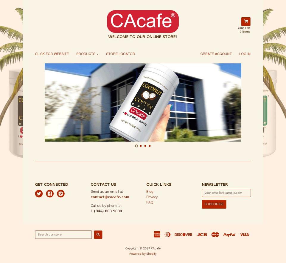 Yellow Shopify theme site example cacafe.myshopify.com