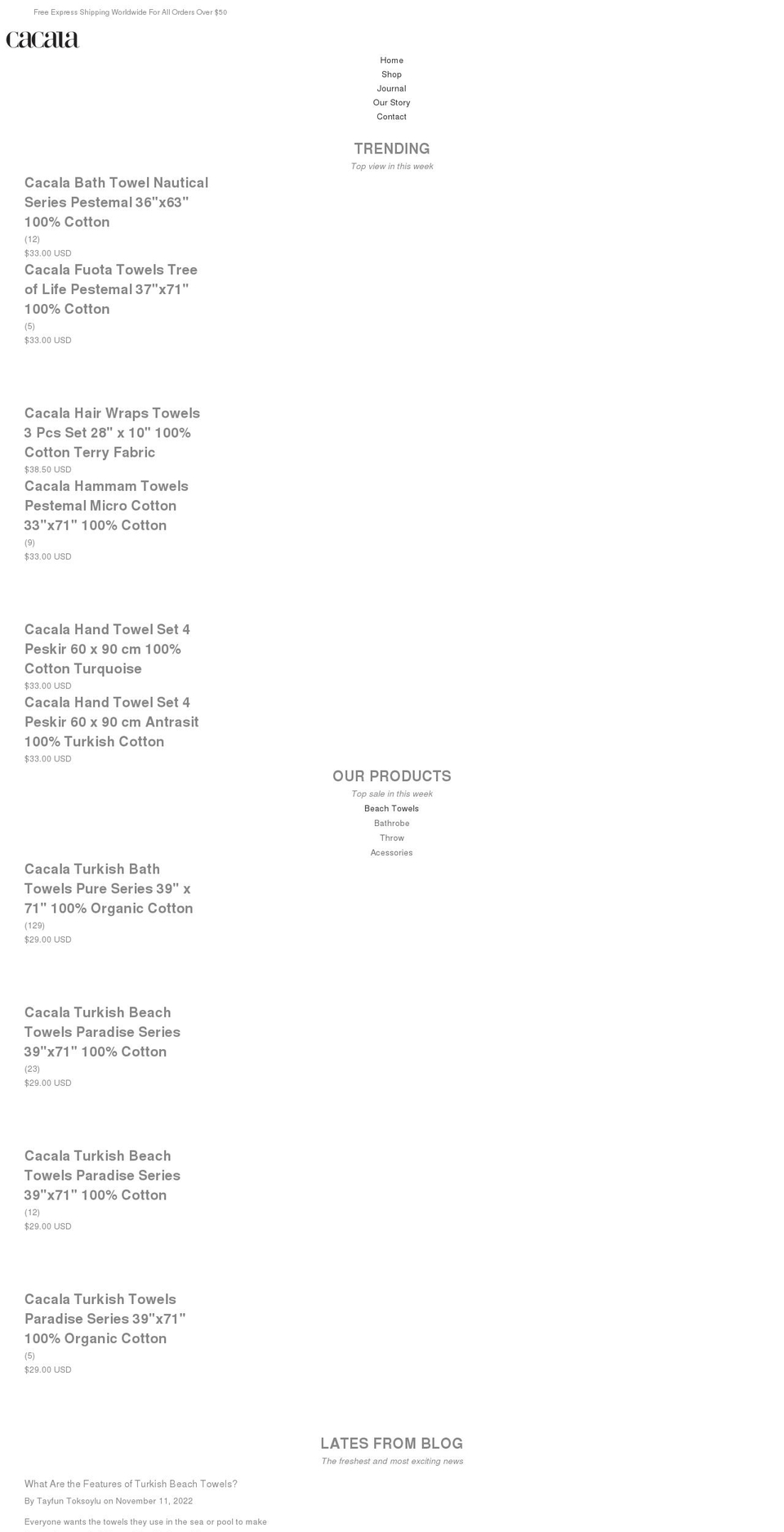 cacala.com shopify website screenshot