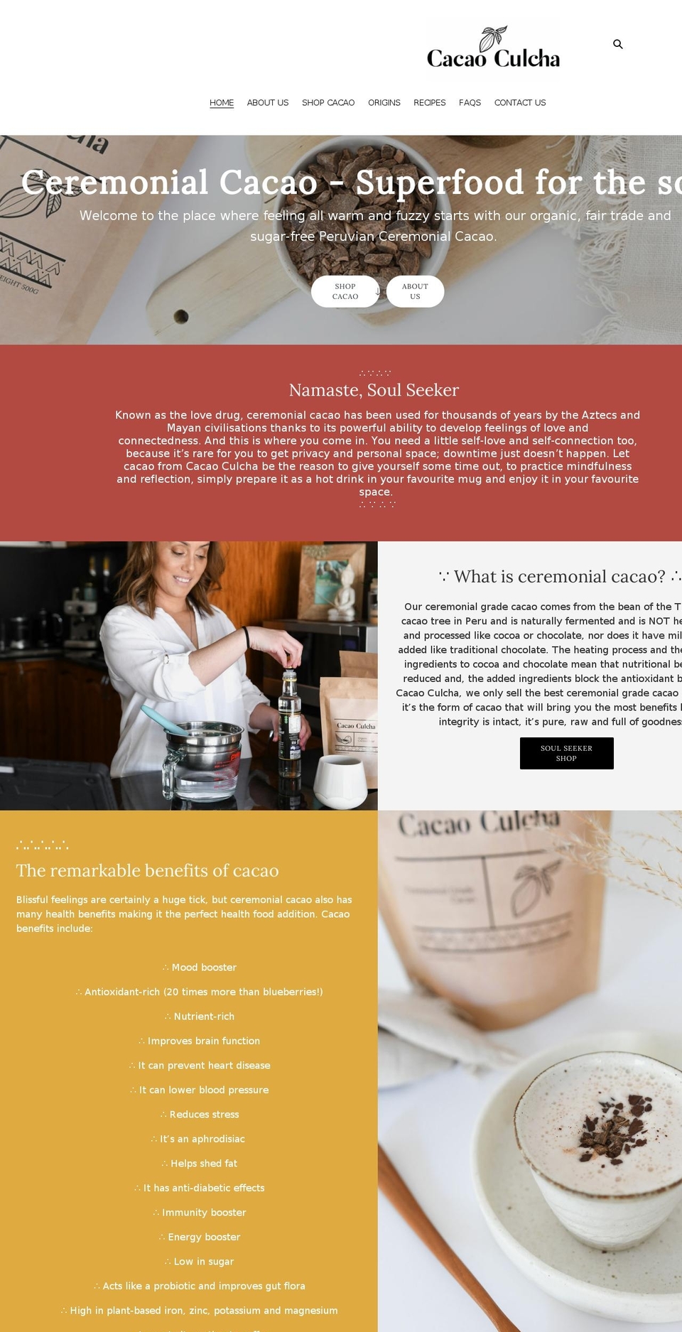 cacaoculcha.com shopify website screenshot