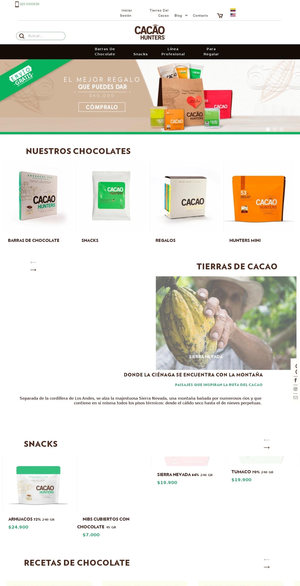 cacaodecolombia.net shopify website screenshot