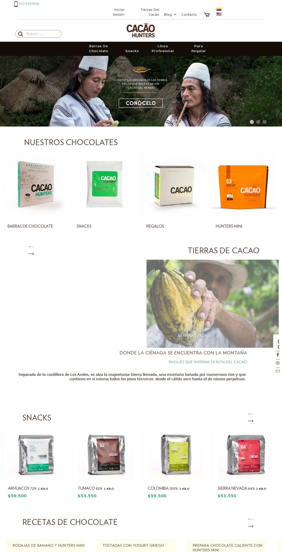 cacaohunters.com shopify website screenshot