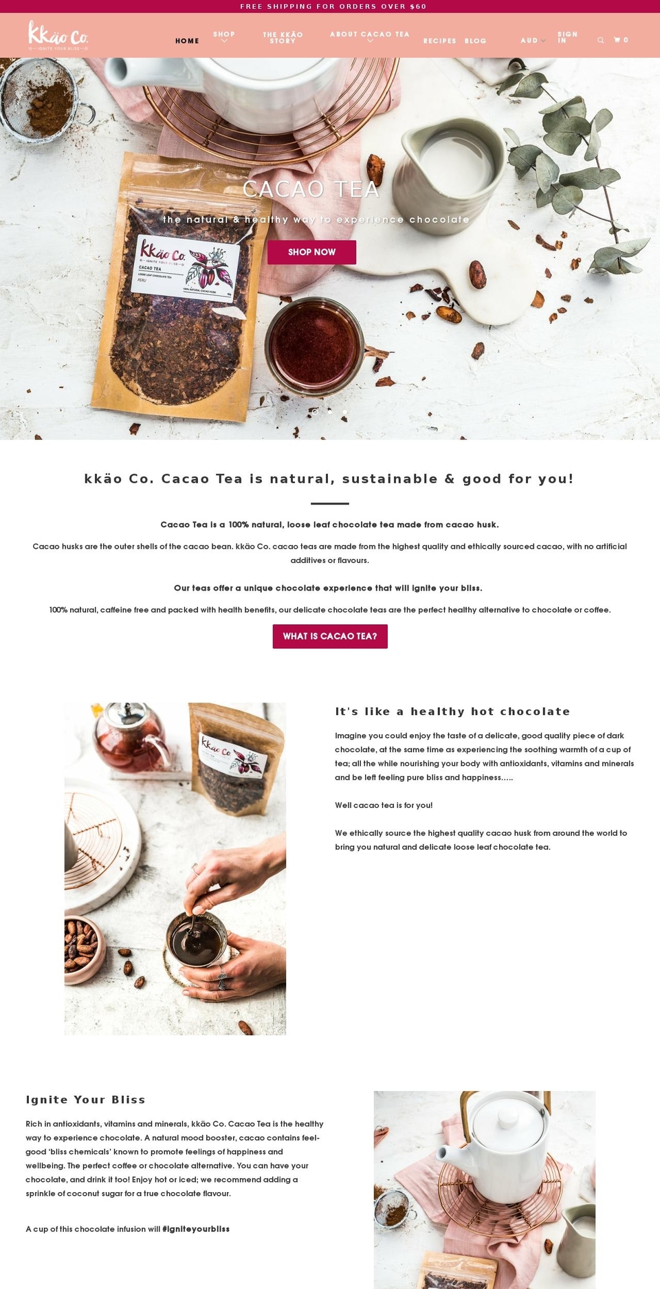 cacaohusktea.com — Shopify storefront screenshot