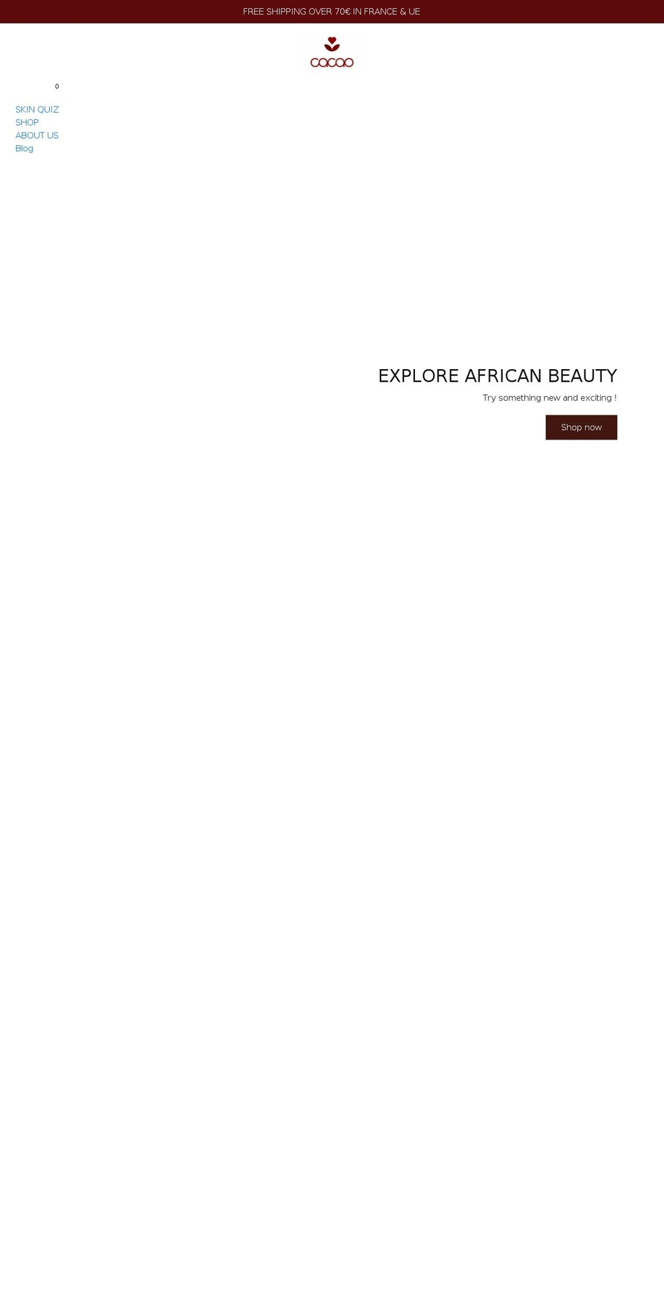 cacaoskincare.com shopify website screenshot