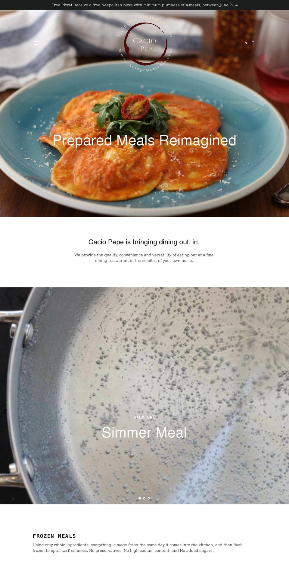 caciopepemeals.com shopify website screenshot