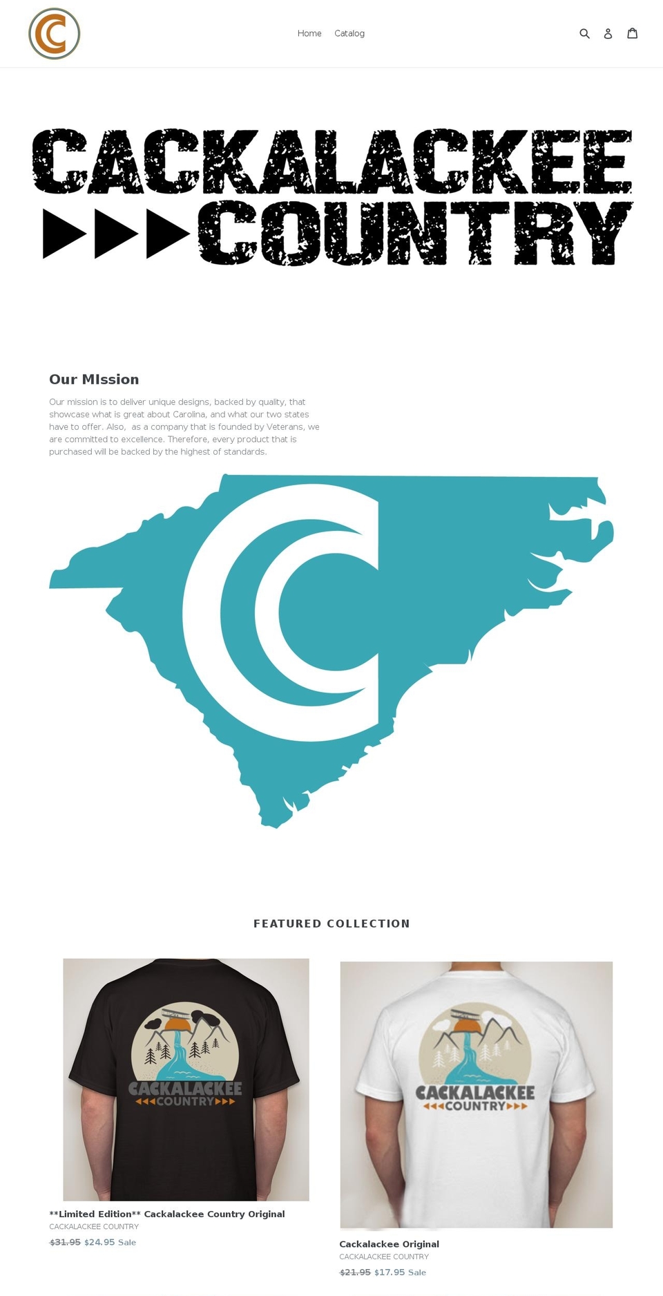 cackalackeecountry.net shopify website screenshot