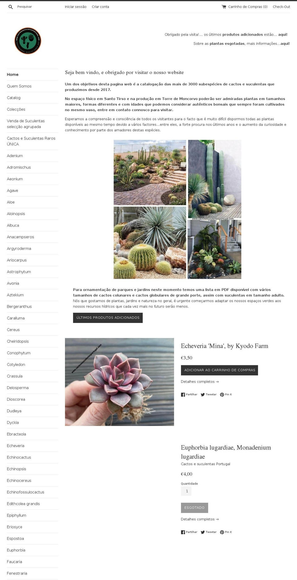 cactosesuculentasportugal.com shopify website screenshot