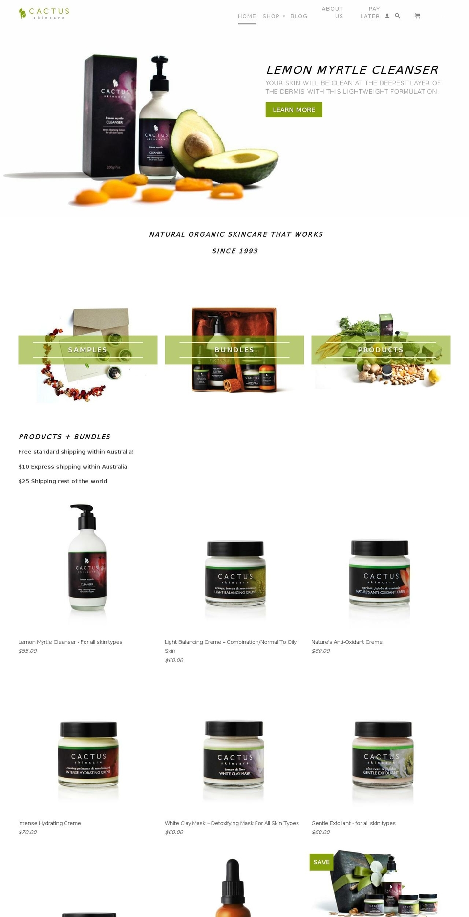 cactus-skincare.myshopify.com — Shopify storefront screenshot