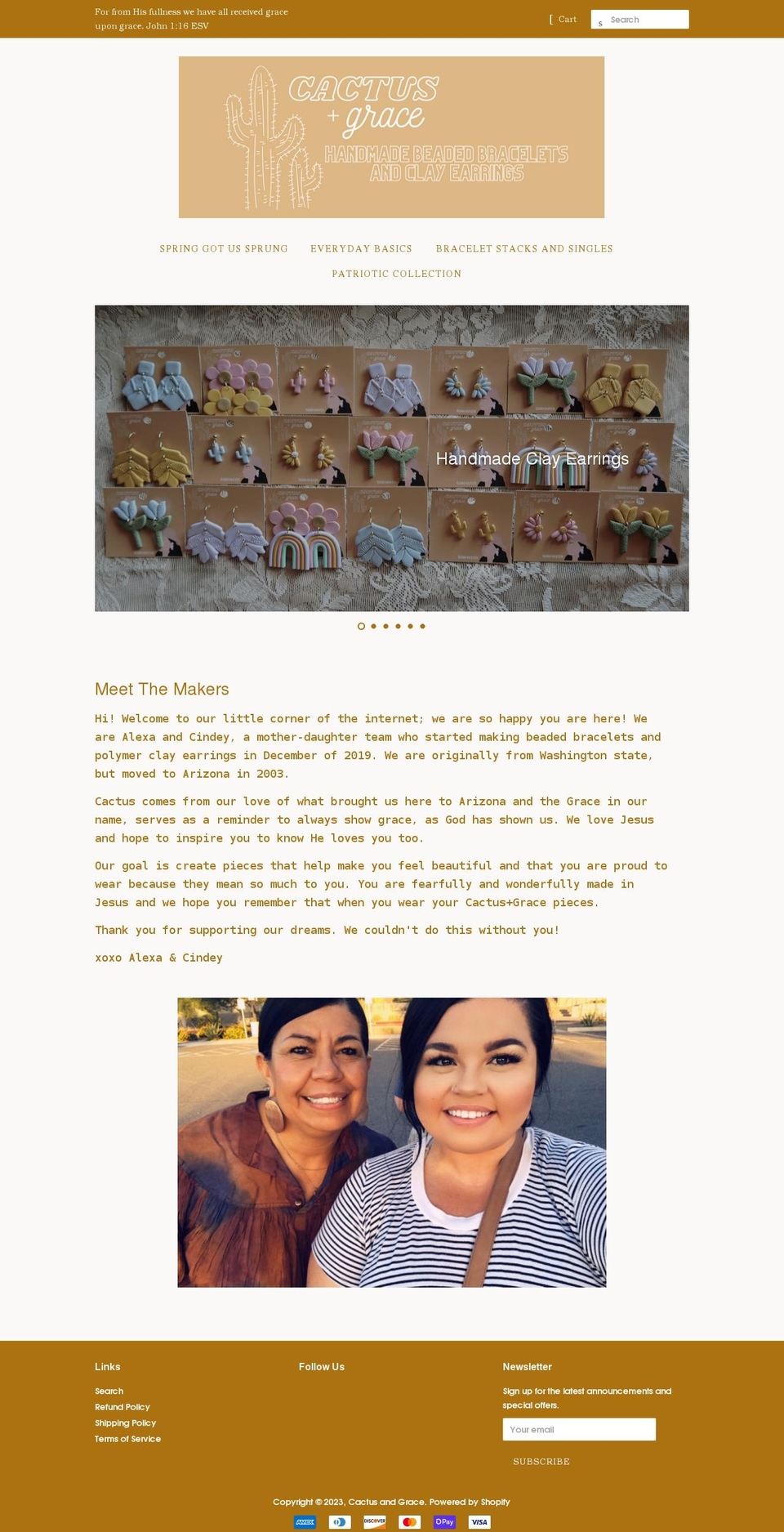 cactusandgrace.com shopify website screenshot