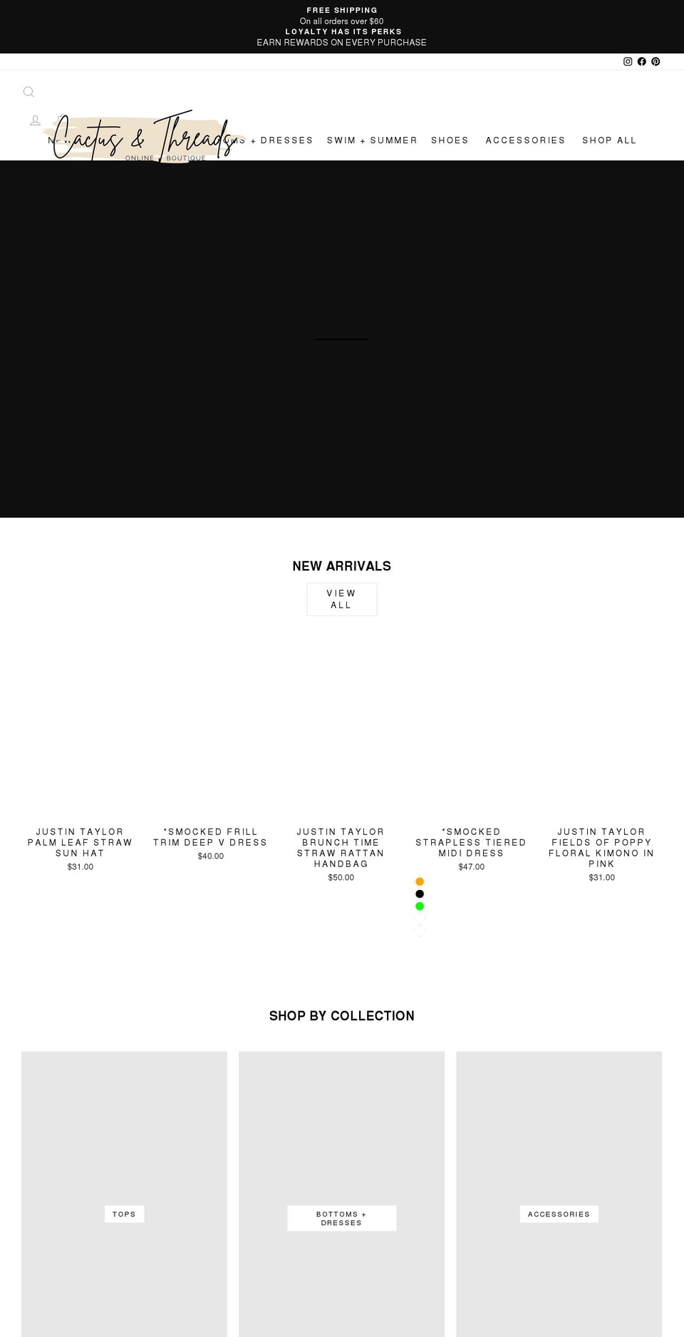 cactusandthreads.com shopify website screenshot