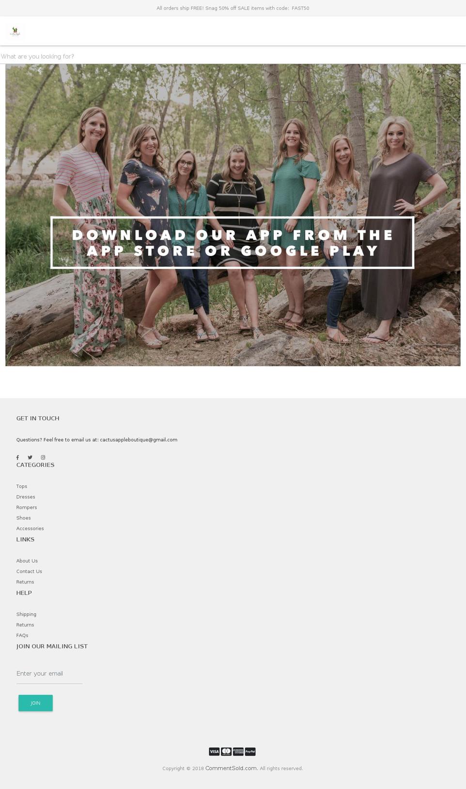 cactusappleboutique.com — Shopify storefront screenshot
