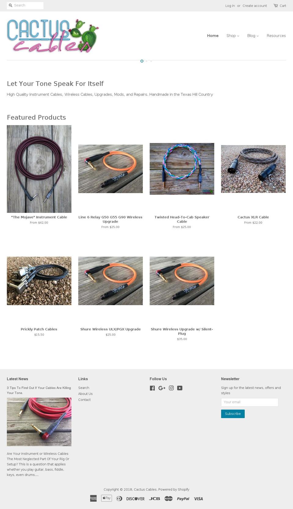 cactuscables.com shopify website screenshot