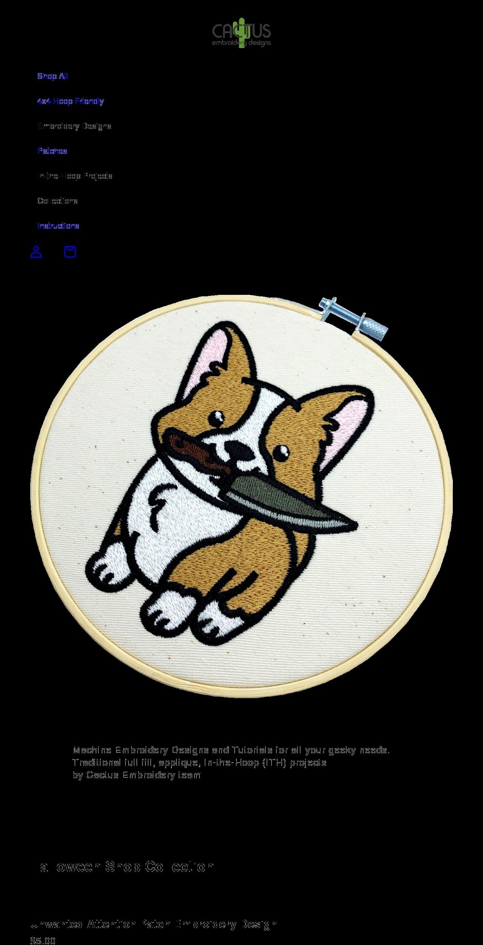 cactusembroidery.com shopify website screenshot
