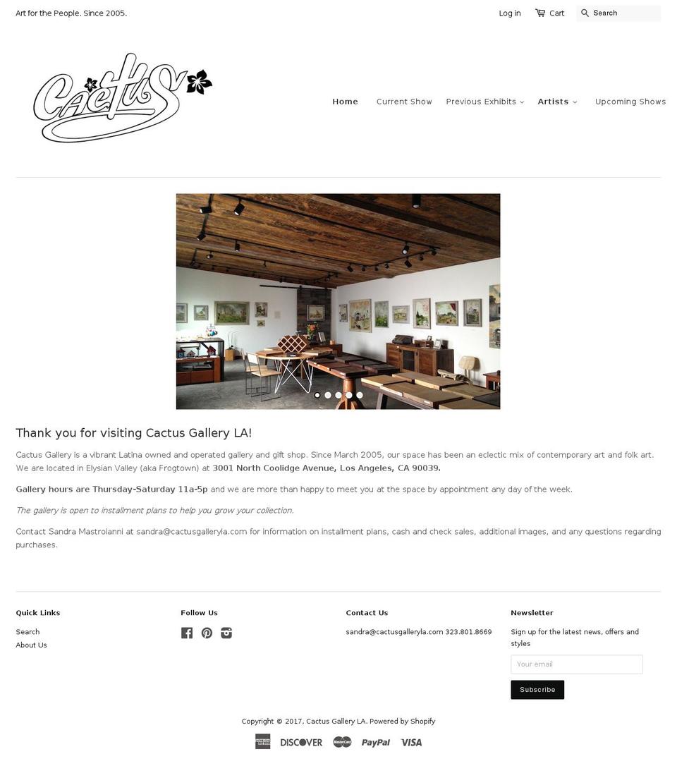 cactusgalleryla.com shopify website screenshot
