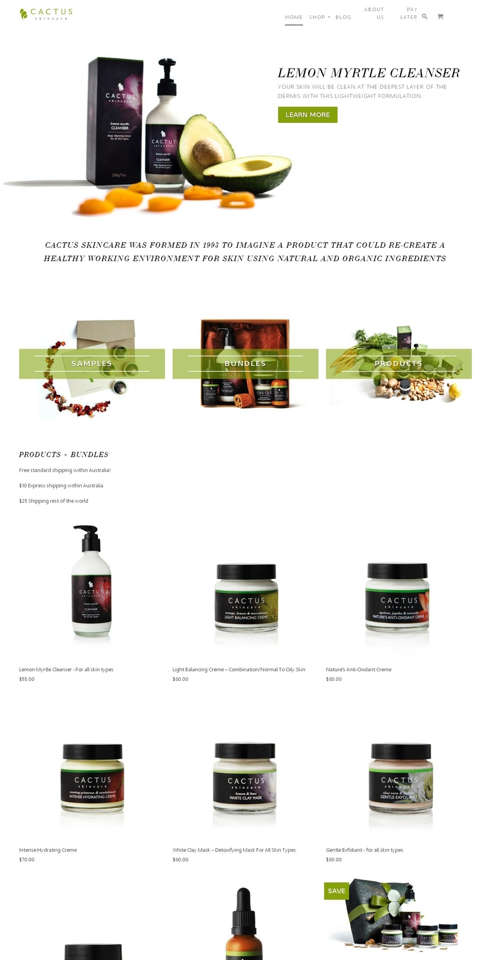 cactusskincare.com shopify website screenshot