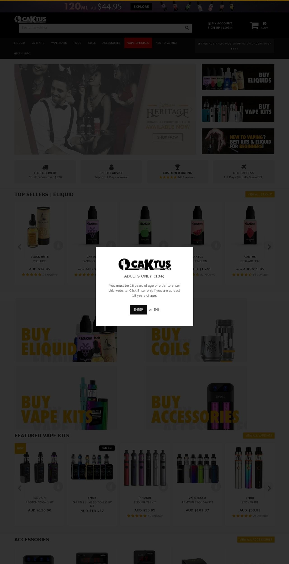 Caktus Theme Shopify theme site example cactusvape.com