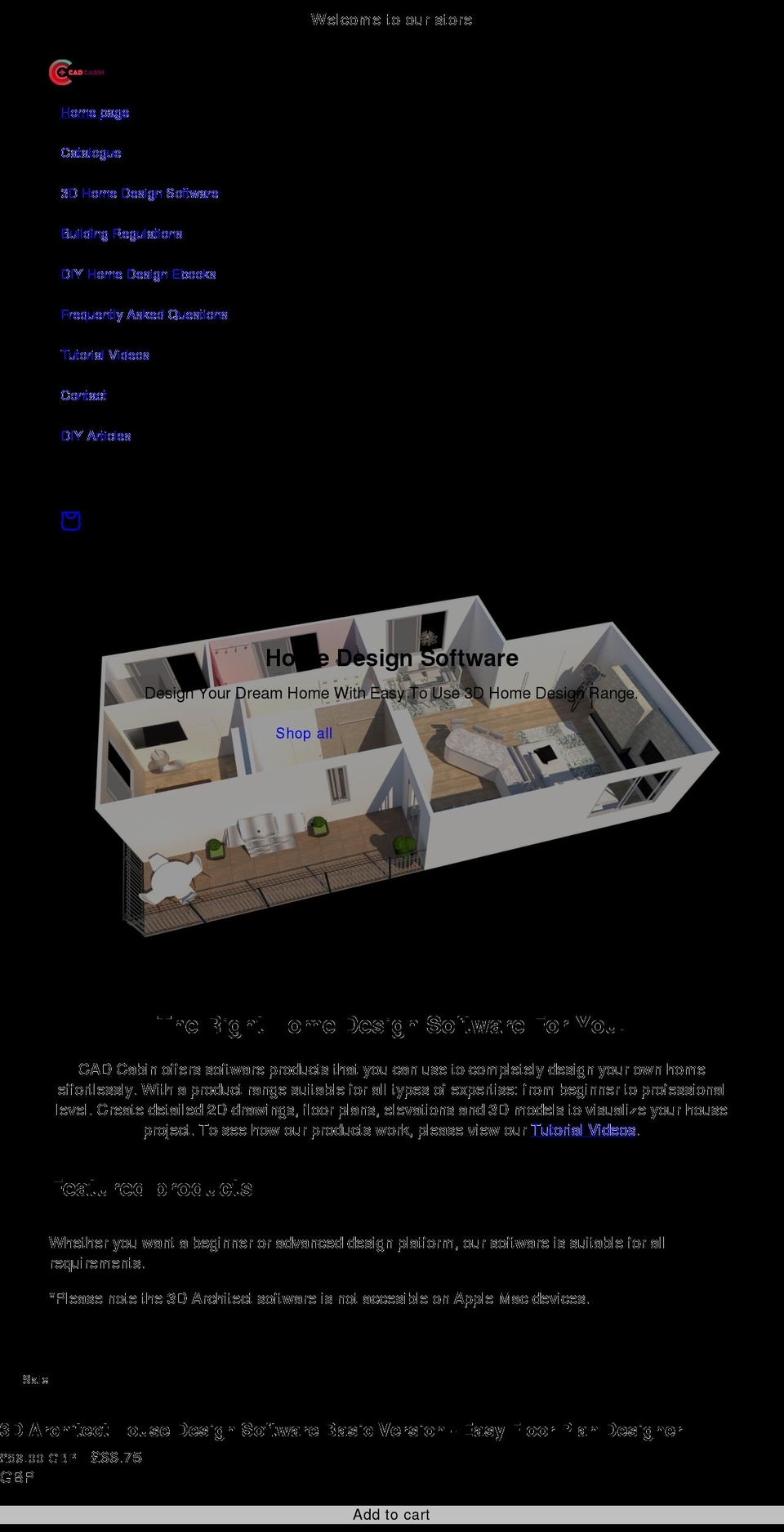 cadcabin.com shopify website screenshot