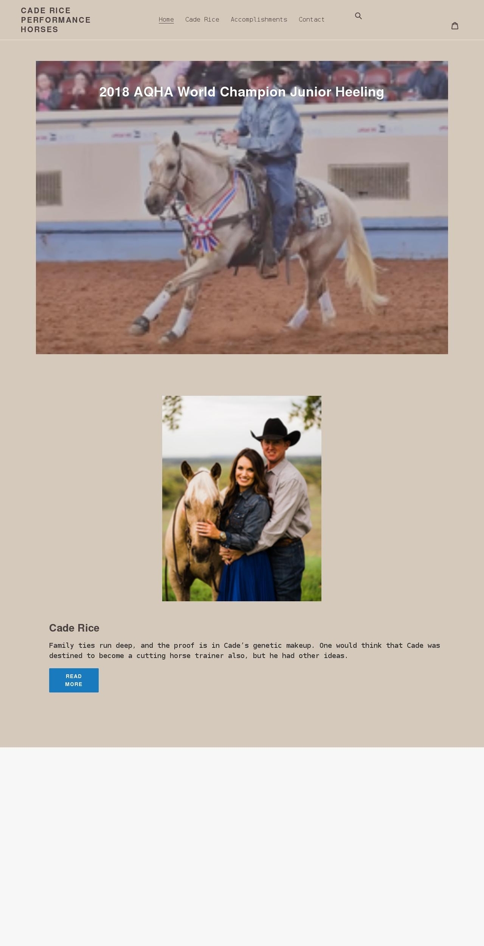 cade-rice-performance-horses.myshopify.com shopify website screenshot