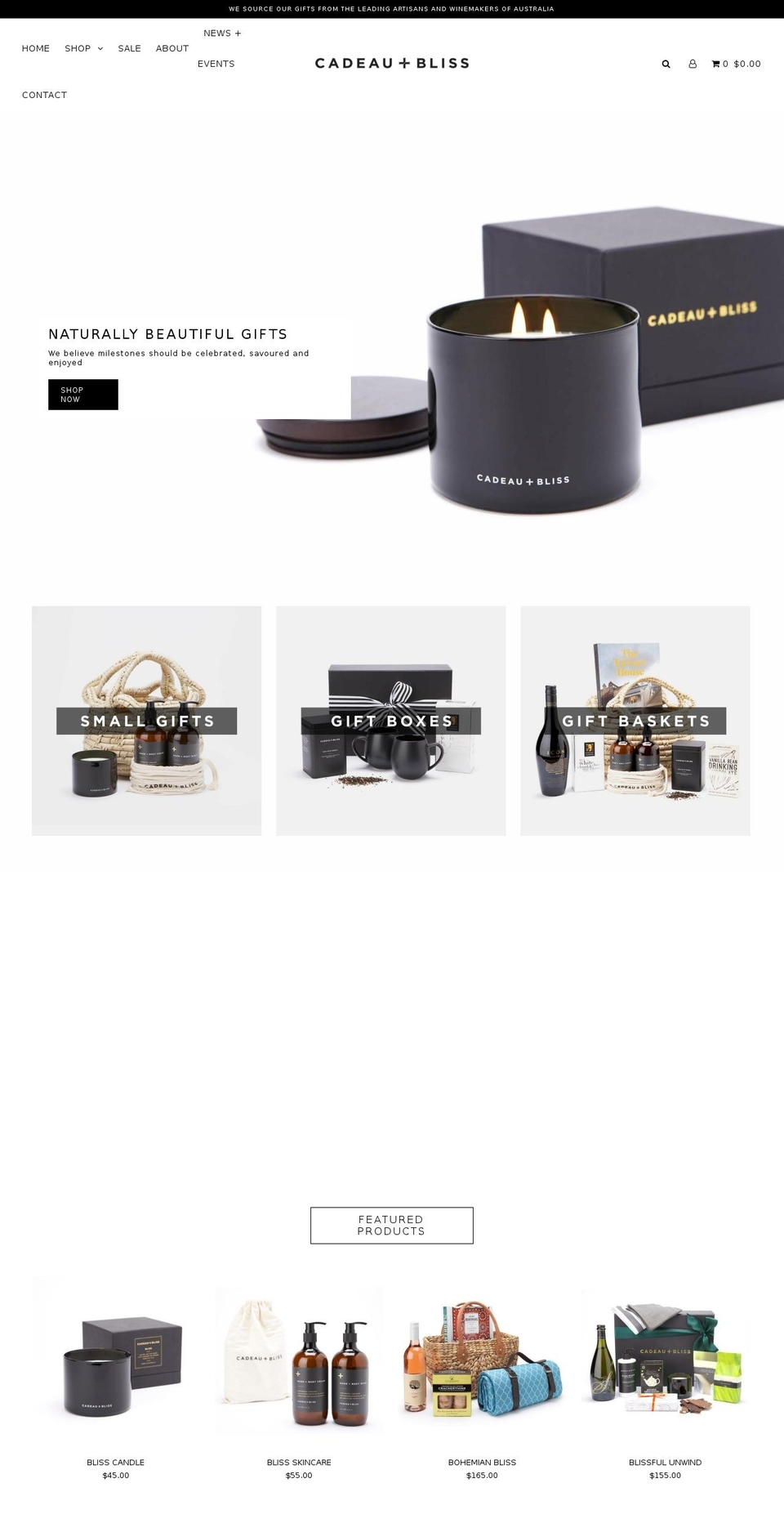 cadeauandbliss.com.au shopify website screenshot