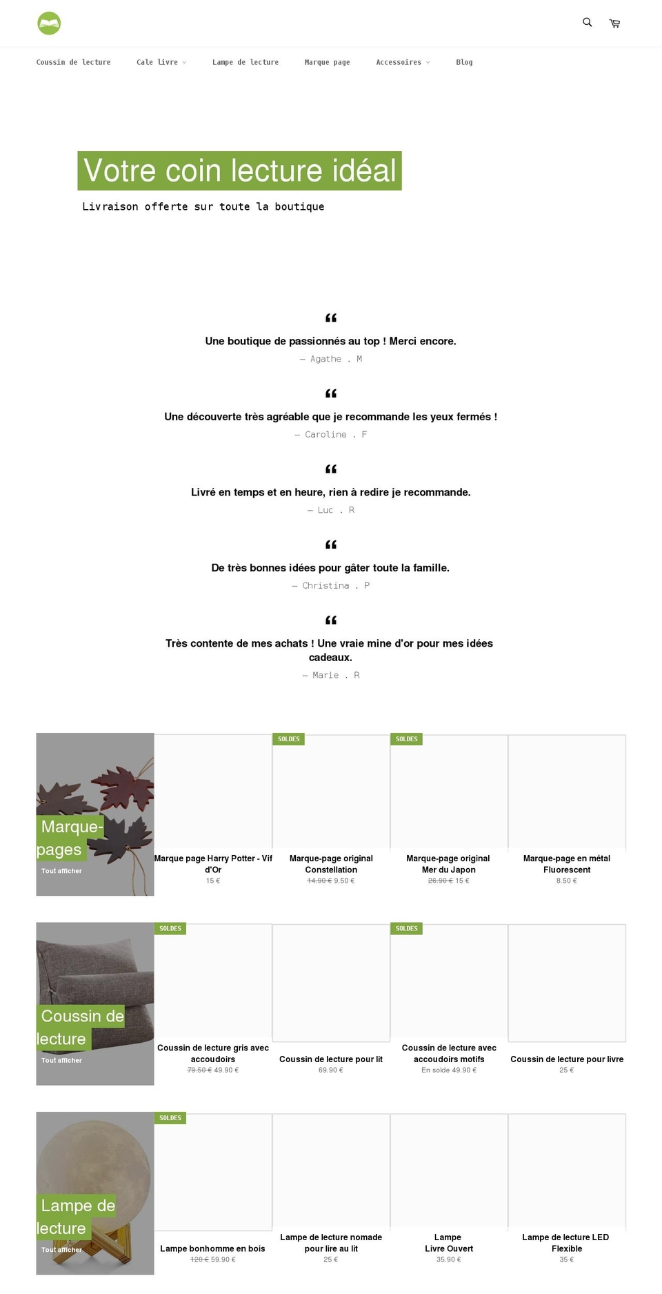 cadeaudulecteur.com shopify website screenshot