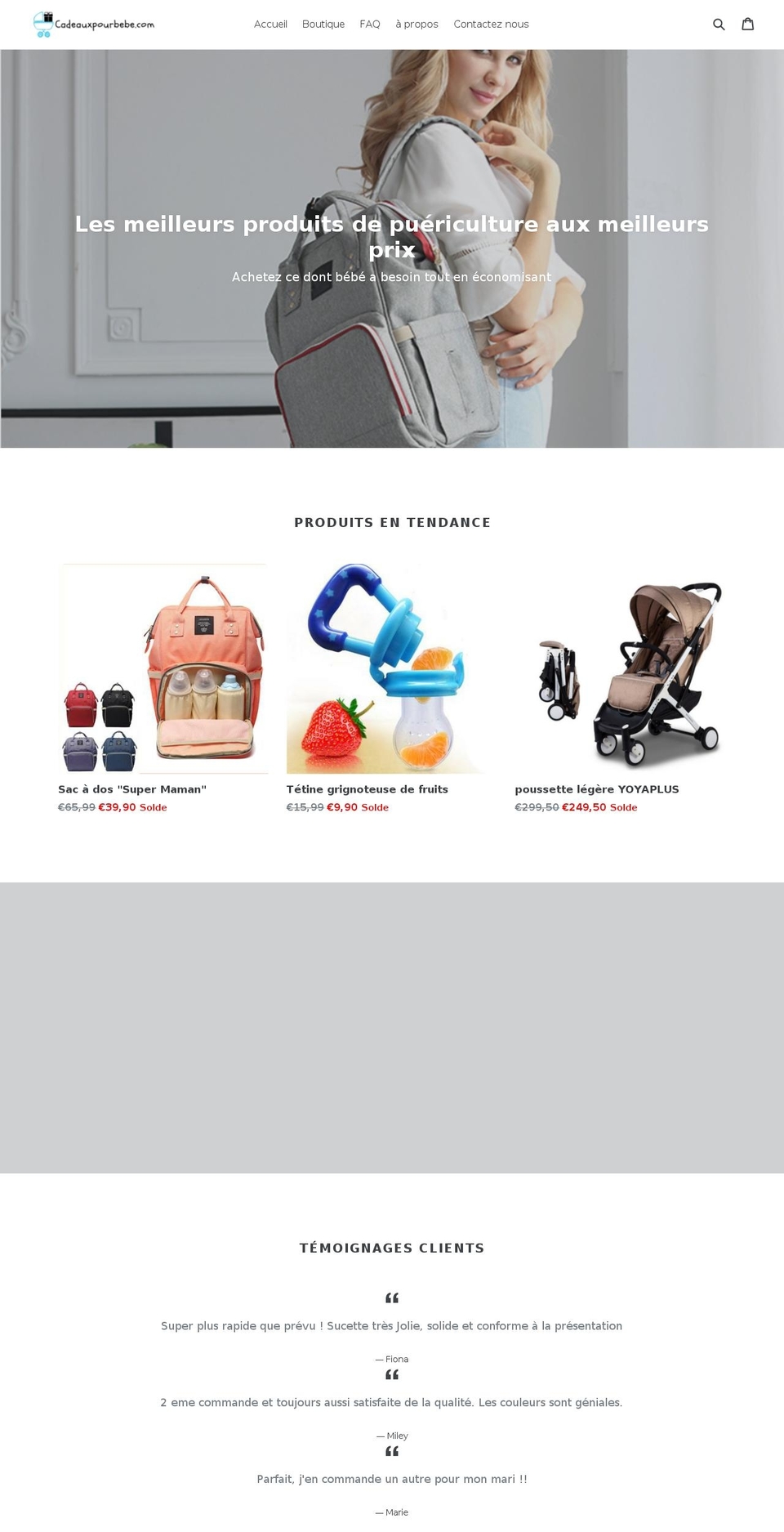 cadeauxpourbebe.com — Shopify storefront screenshot