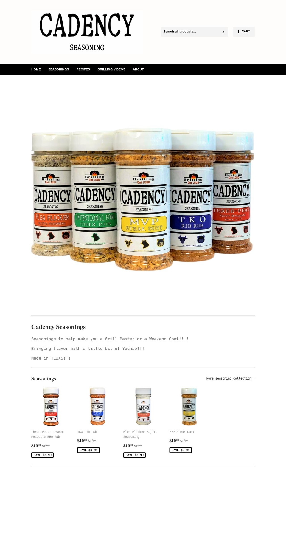 cadency-seasoning.myshopify.com shopify website screenshot