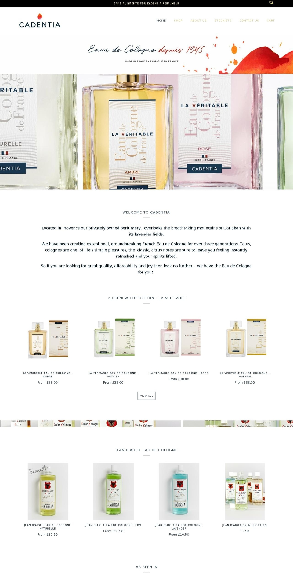 cadentia.co.uk shopify website screenshot