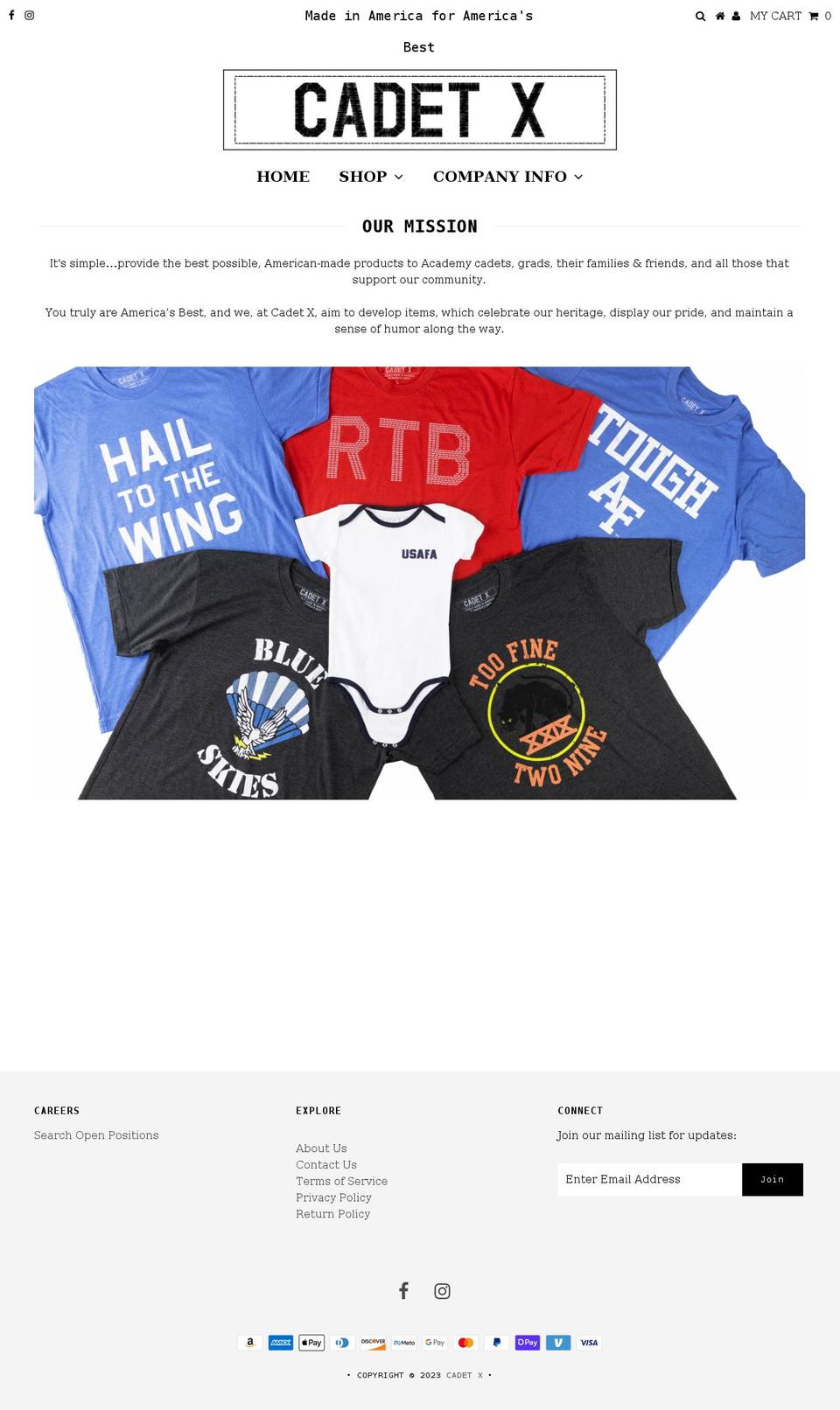 cadetx.com shopify website screenshot