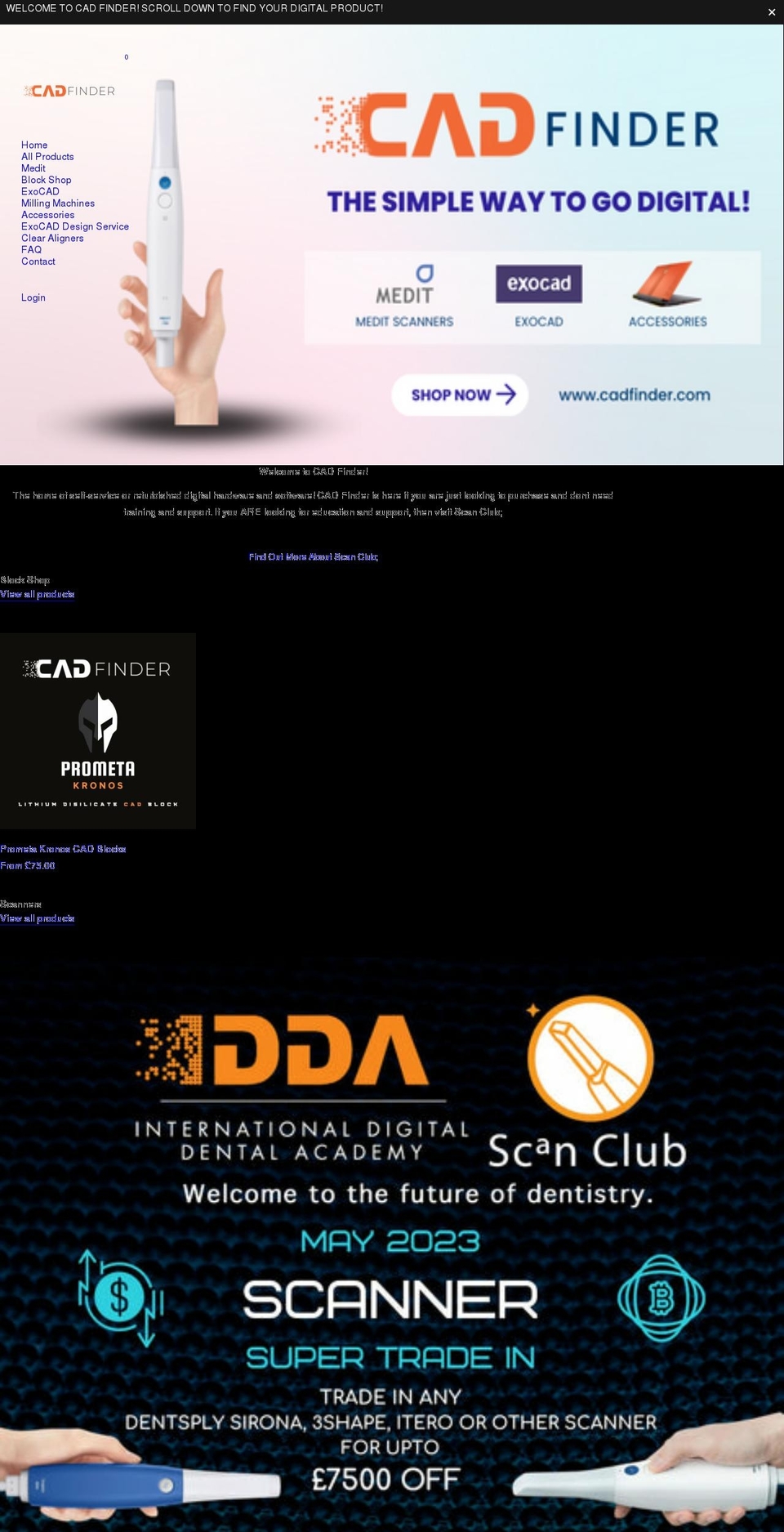 cadfinder.com shopify website screenshot