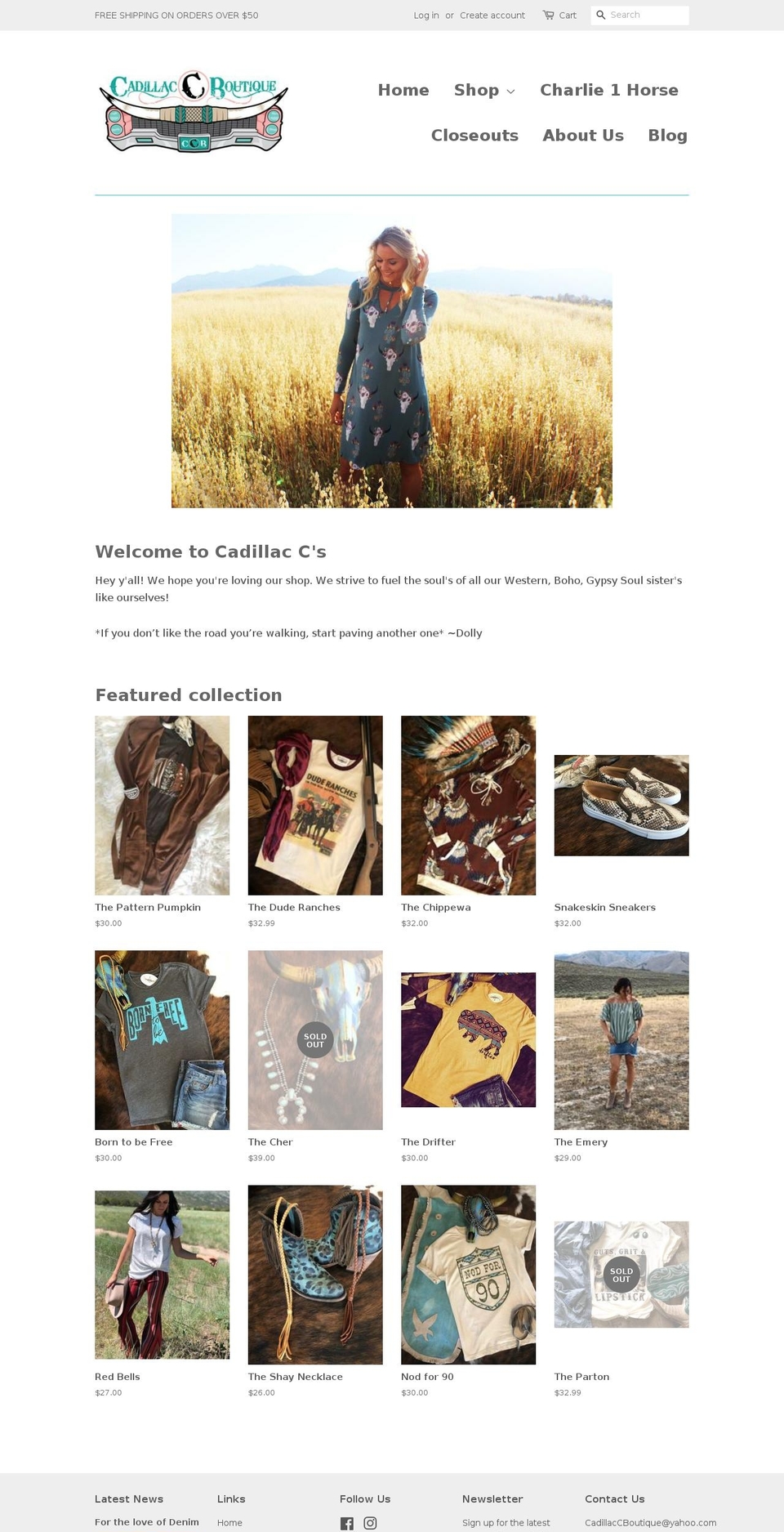 cadillaccboutique.com — Shopify storefront screenshot