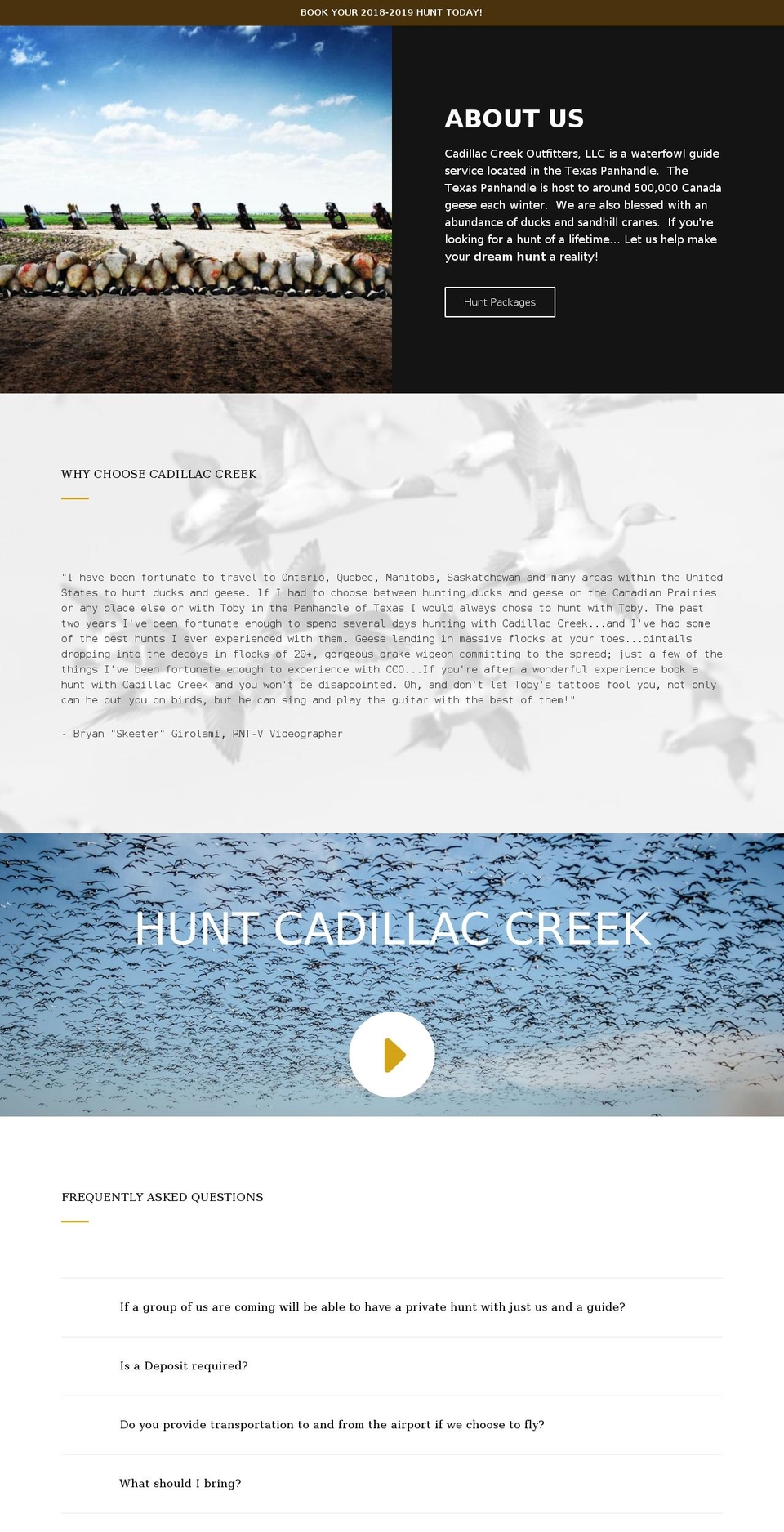 cadillaccreek.com shopify website screenshot