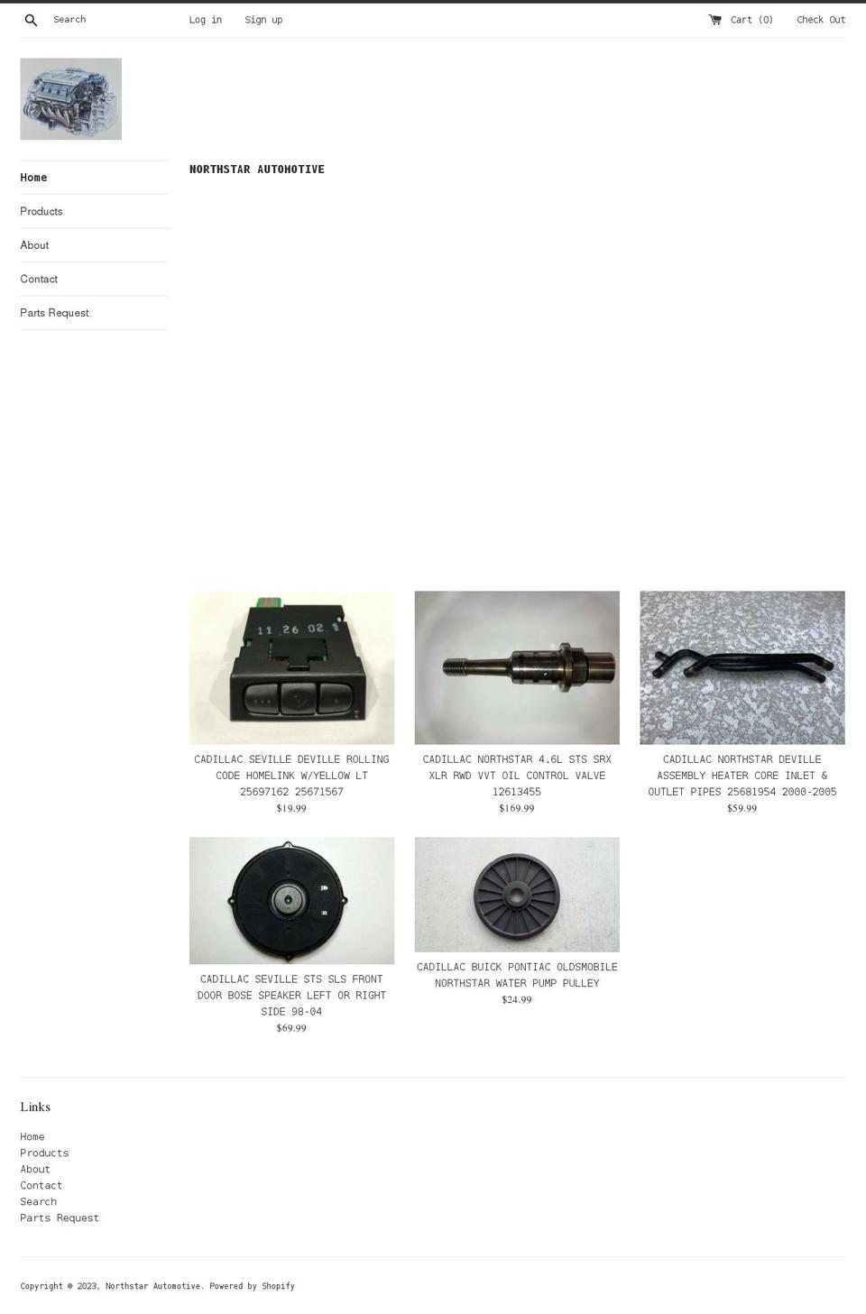 cadillacnorthstarparts.com — Shopify storefront screenshot