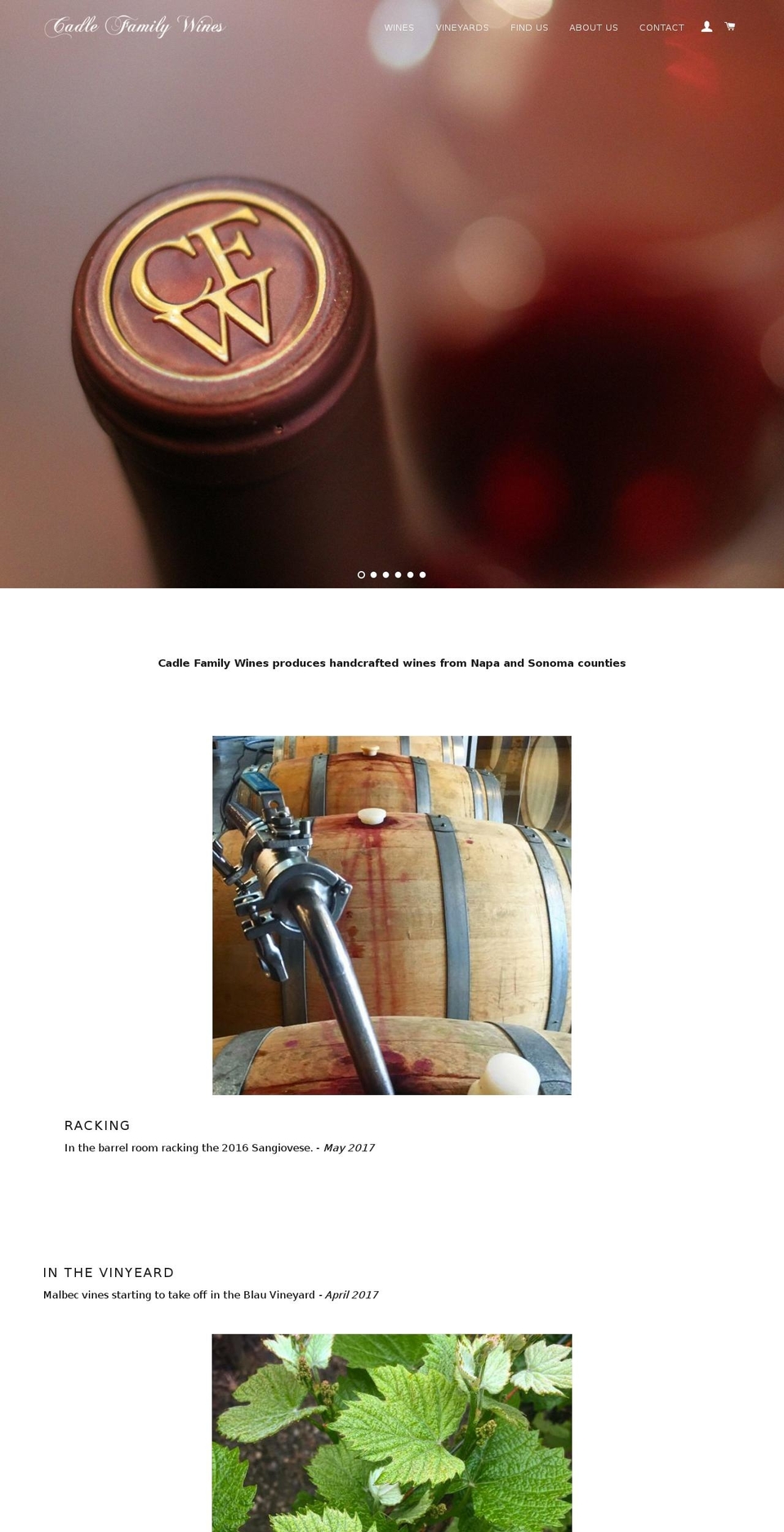 cadlefamilywines.com shopify website screenshot