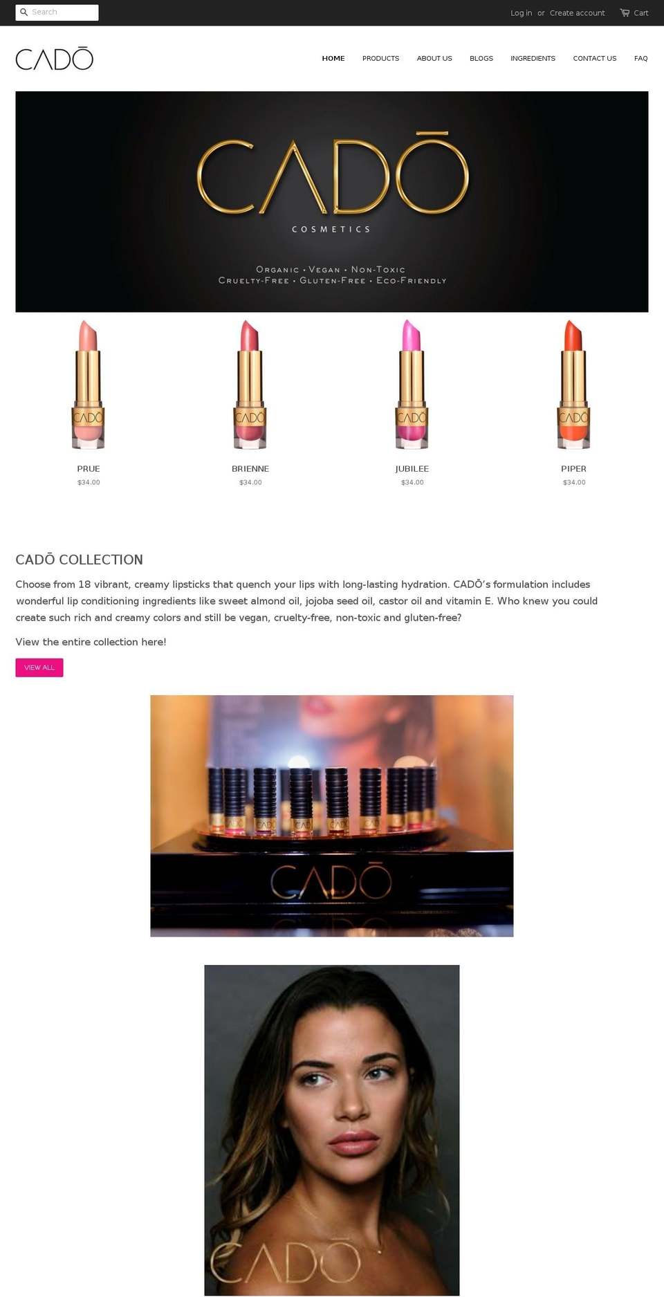 cadocosmetics.com — Shopify storefront screenshot