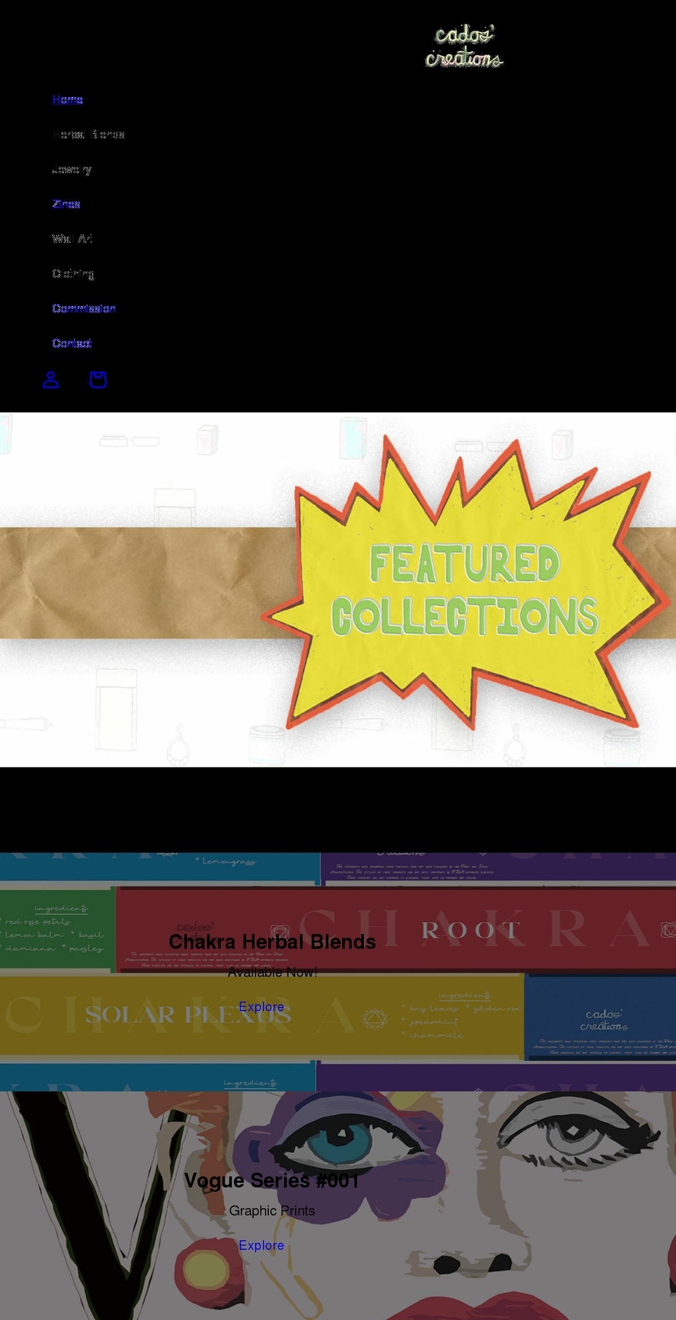 cadoscreations.com shopify website screenshot