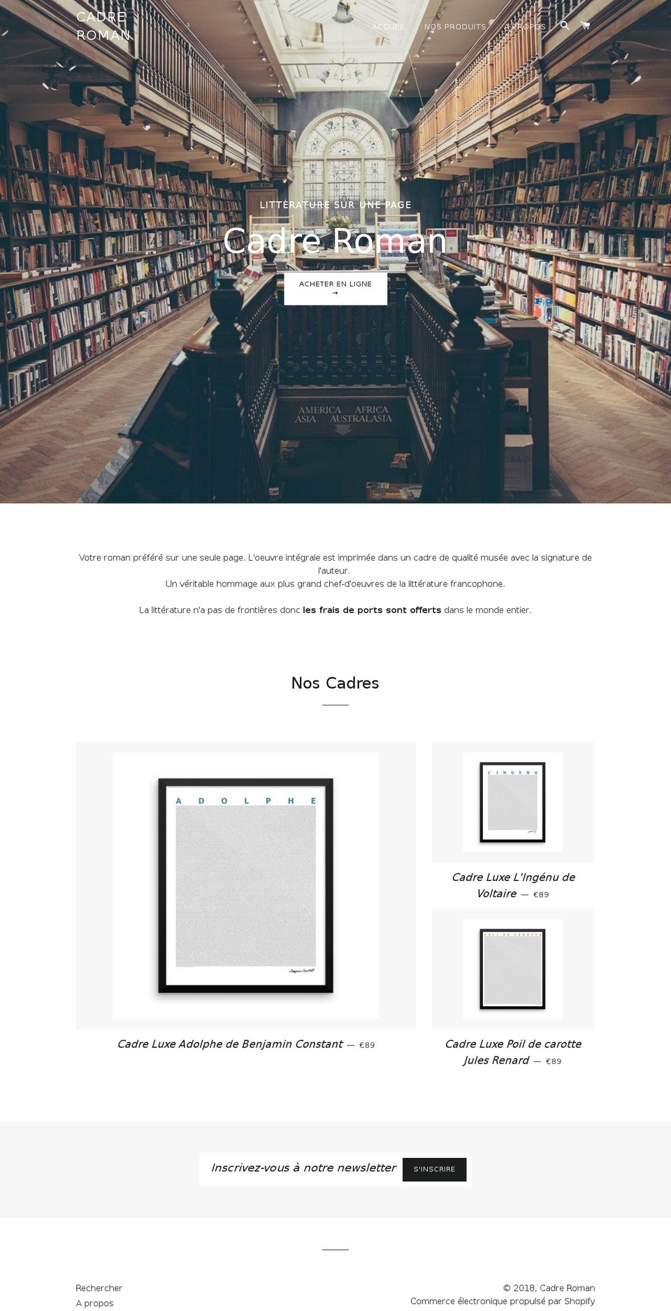 cadreroman.com shopify website screenshot