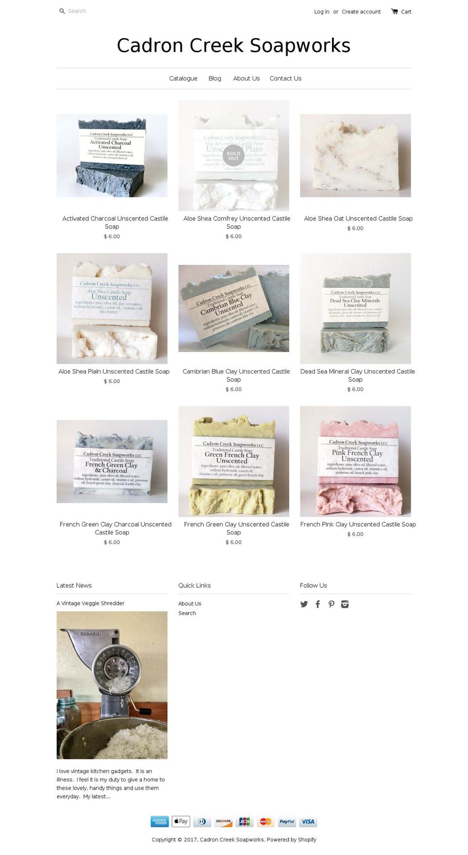 cadroncreeksoapworks.com shopify website screenshot